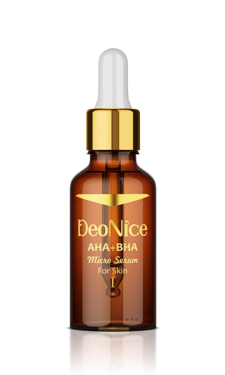Photorealistic 3D rendering of DeoNice skincare serums for use in branding and advertising رندر سه‌بعدی واقعی و صنعتی از سرم‌های مراقبتی برند دئونایس برای تبلیغات دیجیتال